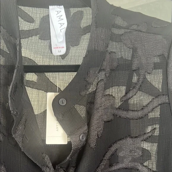 Anthropologie Amadi Black Sheer Floral Women's Top NWT - Picture 2 of 4